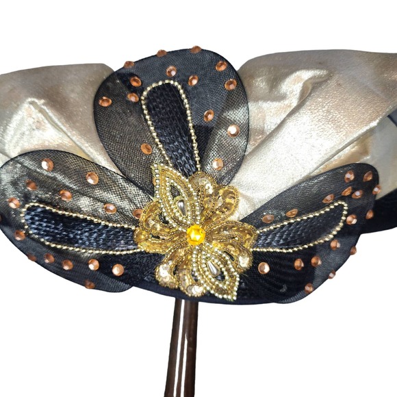 DEBORAH New York Classic Black Gold Hat Fancy Derby Sequined Mesh Embellish main image 6